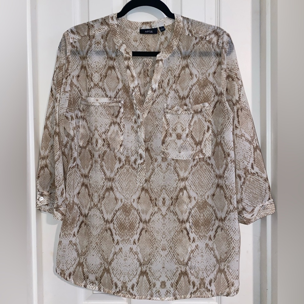 Apt. 9 Tan Snakeskin Print Blouse